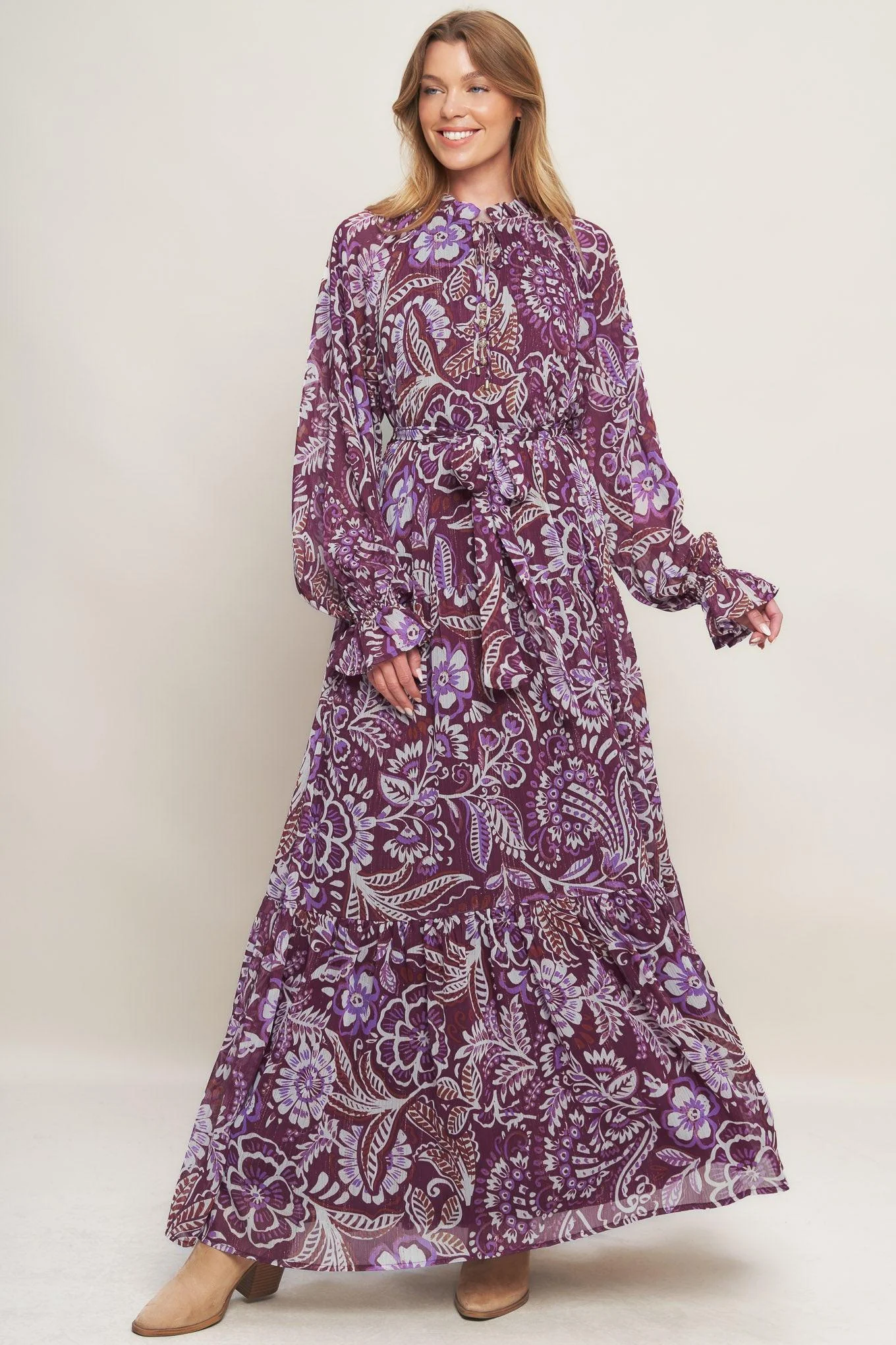 Violet Blossom Spirit Woven Maxi Dress
