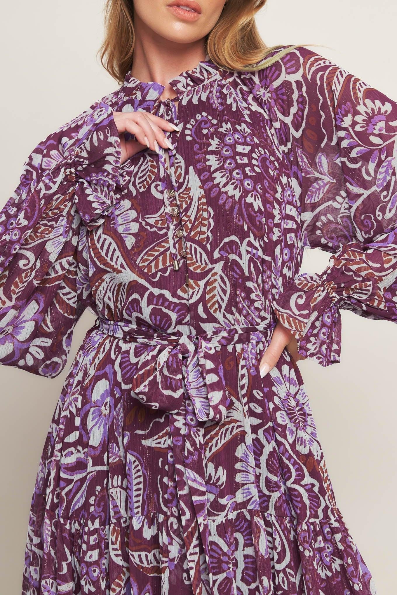 Violet Blossom Spirit Woven Maxi Dress - Image 4