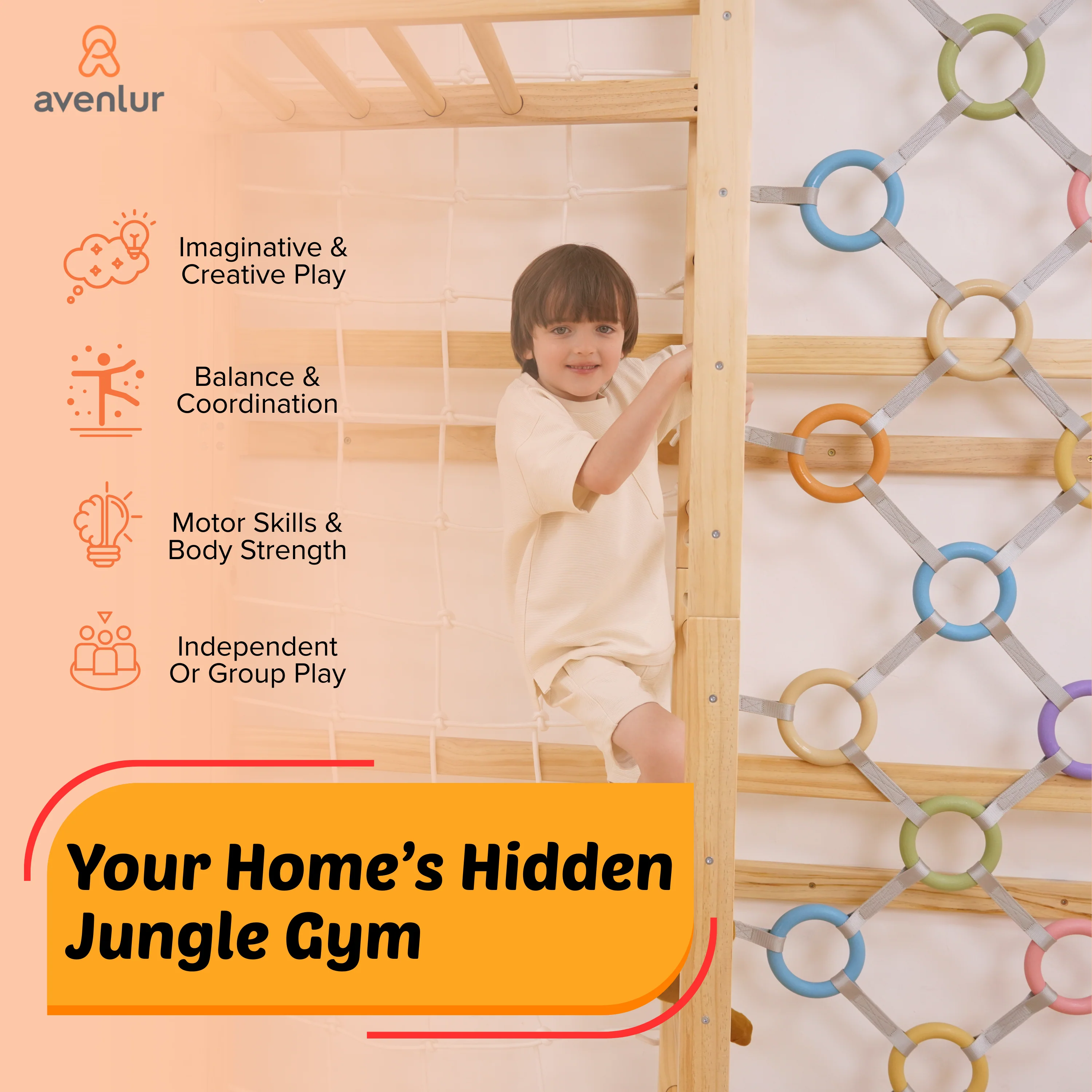 Walnut Modular | Swedish Ladder Jungle Gym - Wall Mounted - Image 6