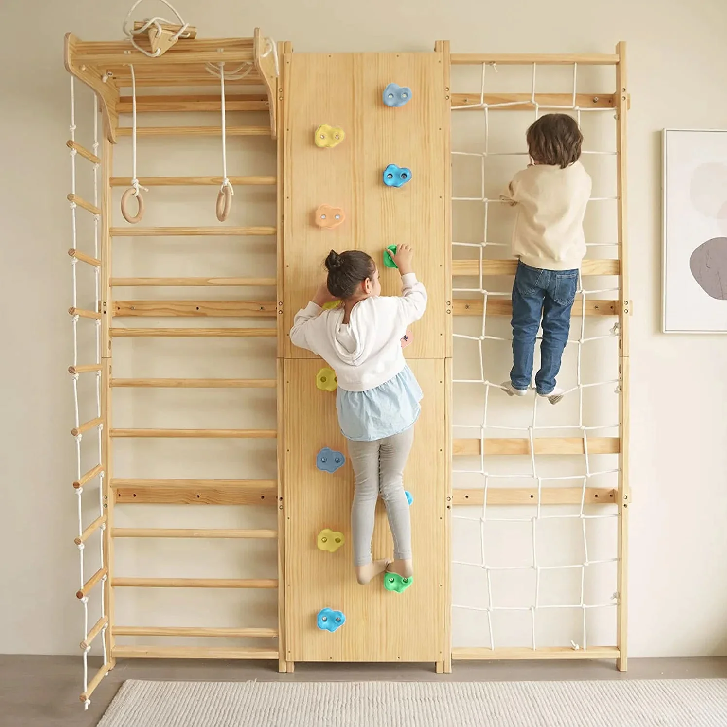 Walnut | Swedish Ladder Jungle Gym - Wall Mounted - Image 4