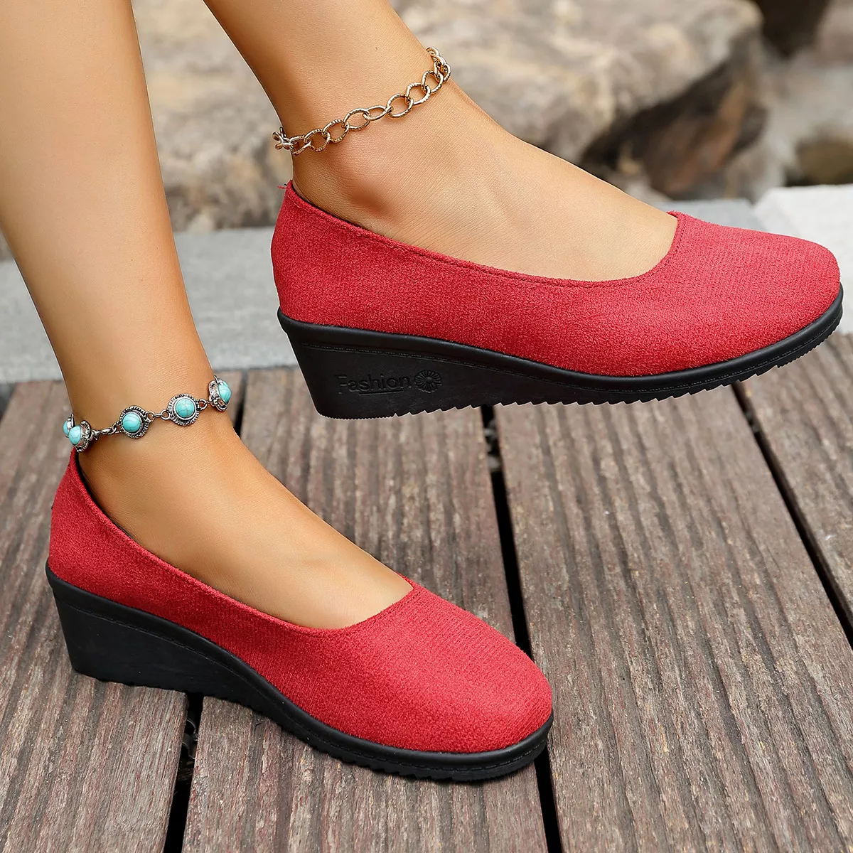 Wedge Heel Slip-On Loafers - Image 7