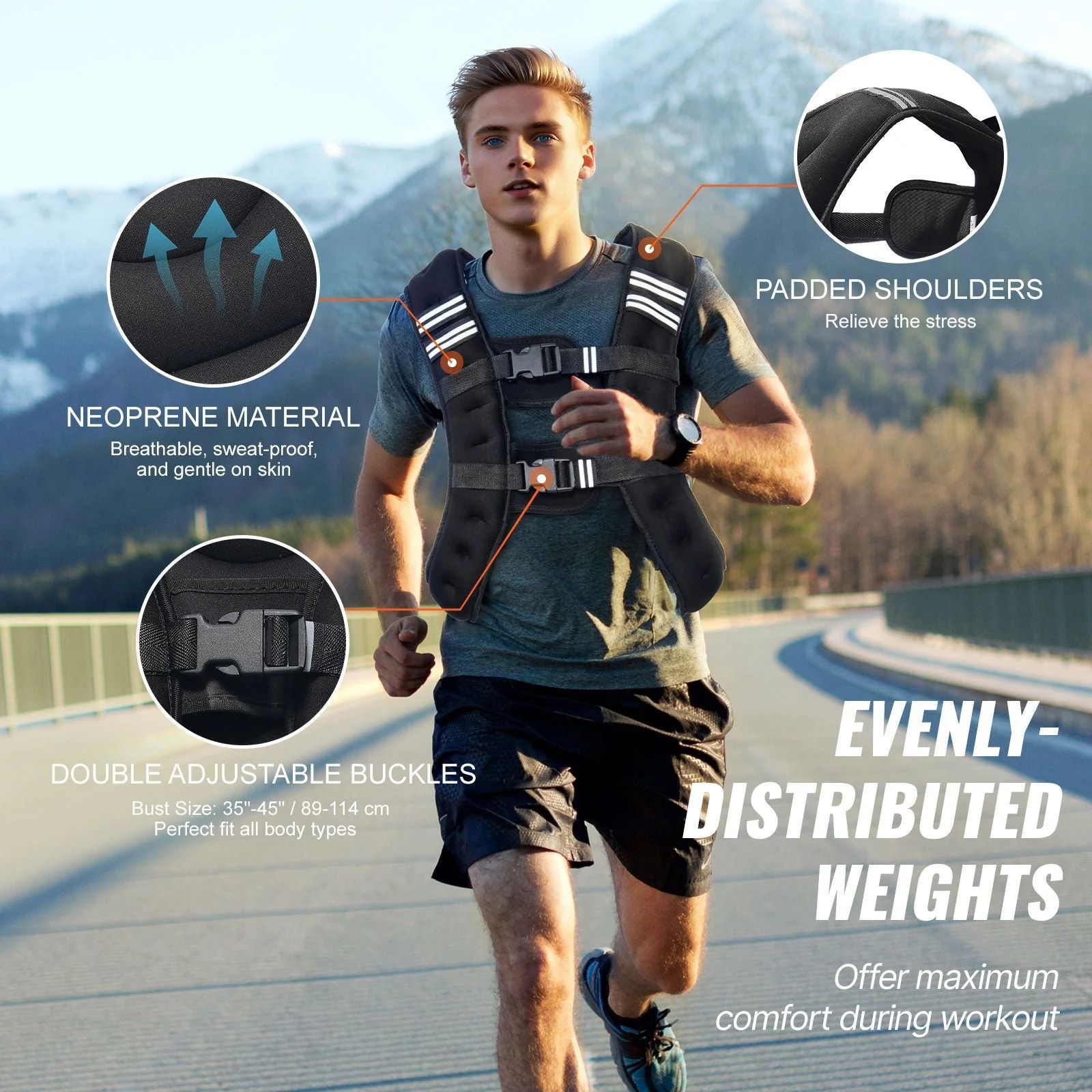 Weighted Vest, 20 lbs Weight Vest with Reflective Stripe, Adjustable Buckle Body Weight Vest for Men Women, Workout Equipment for Strength Training, Running, Jogging, Fitness, and Weight Loss - Image 8