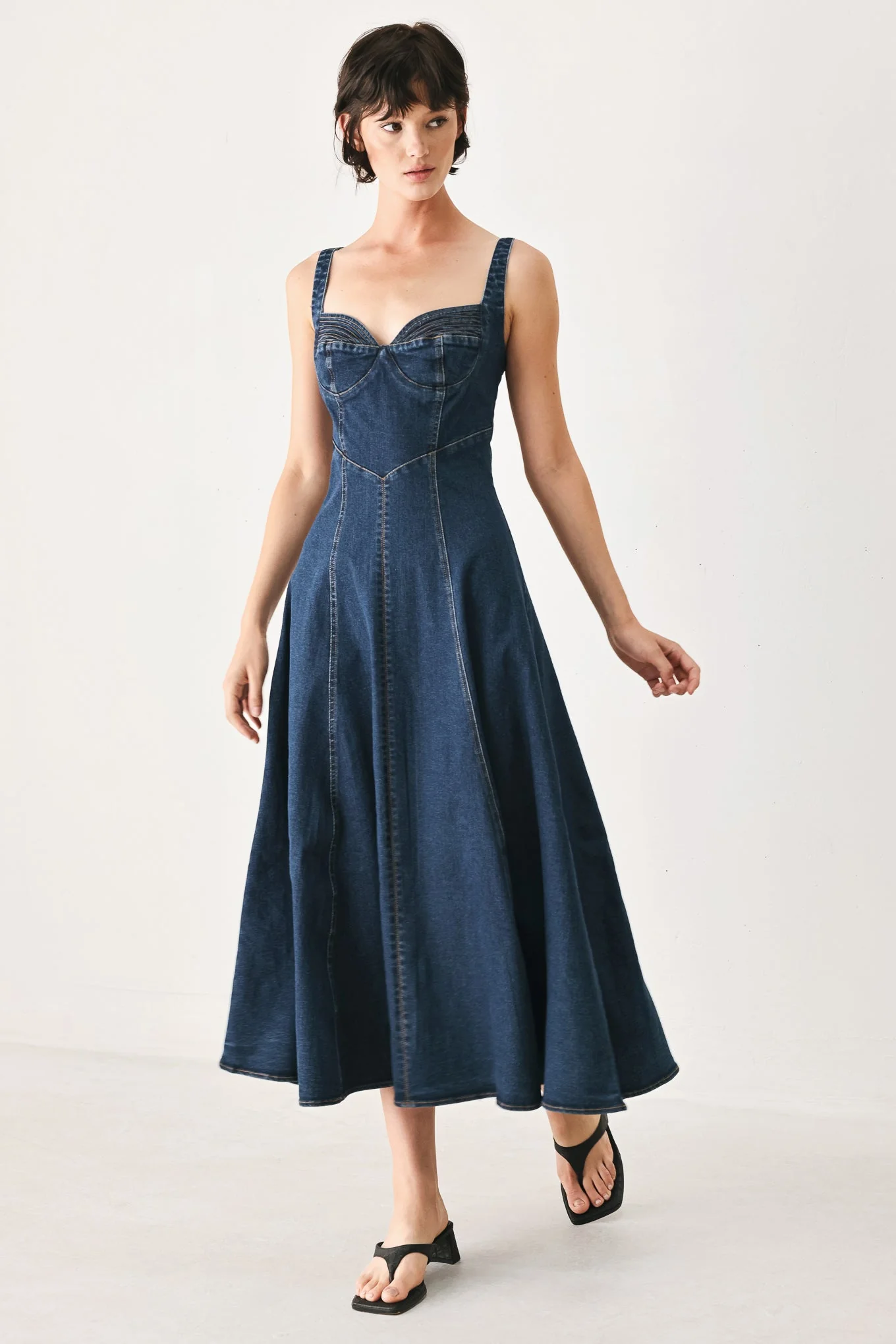 Western Charm Denim Midi Dress - Image 3