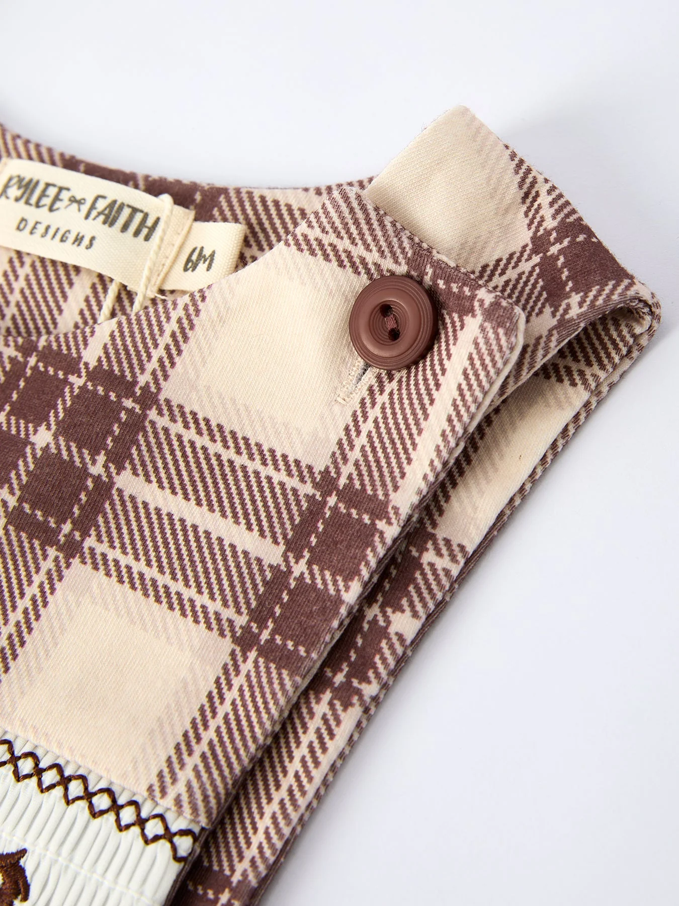 Western Horse Embroidered Smocked Plaid Baby Boy Romper - Image 3