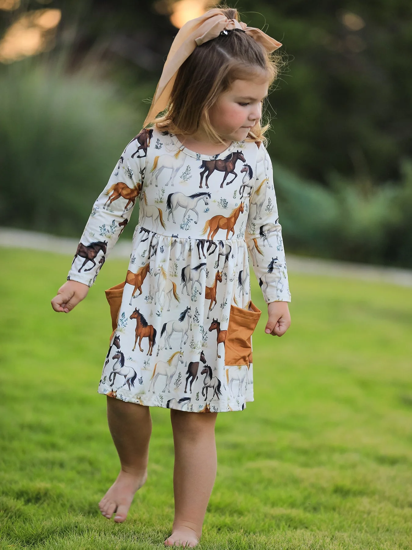 Western Horse Print Long Sleeve Dress - Image 2