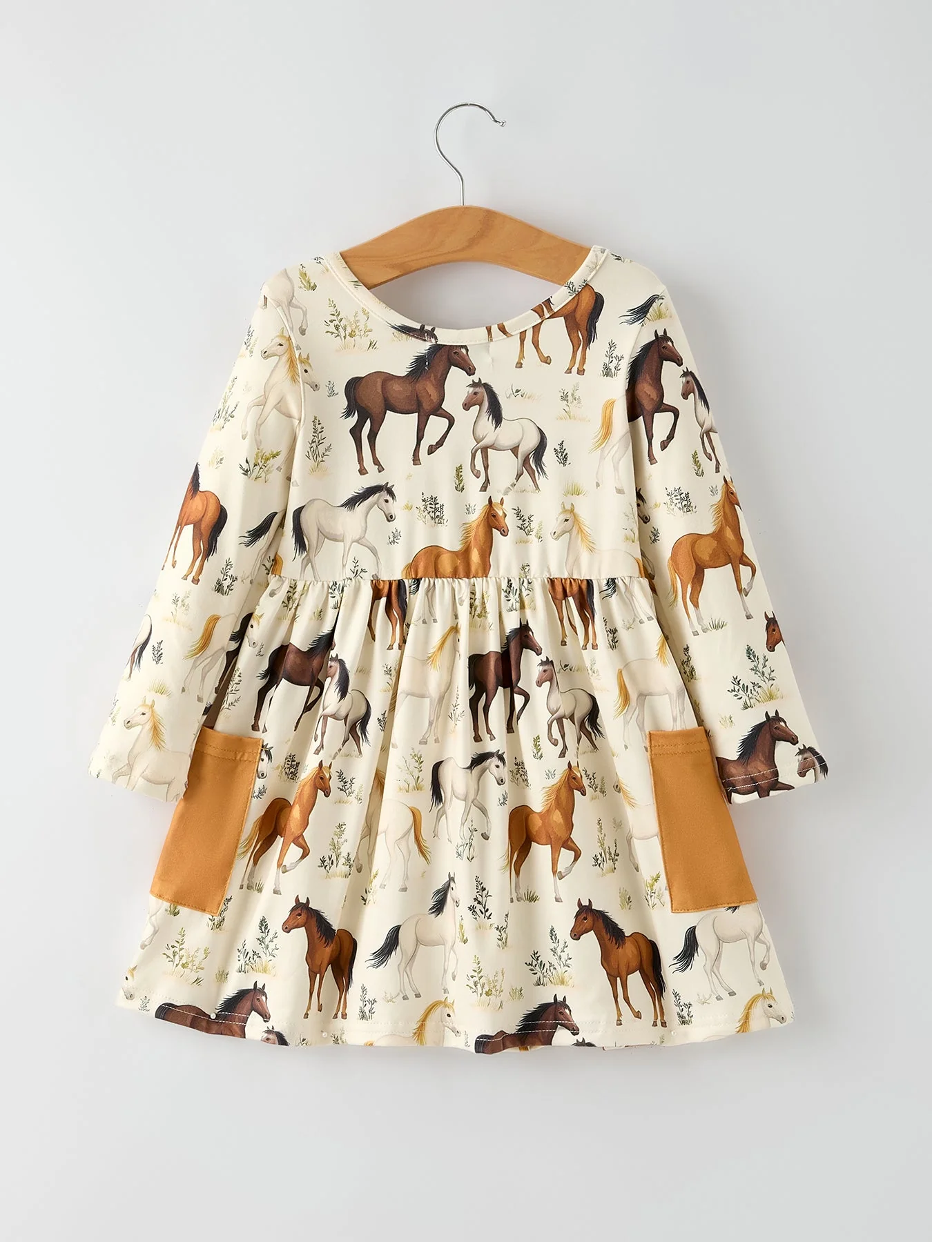 Western Horse Print Long Sleeve Dress - Image 8