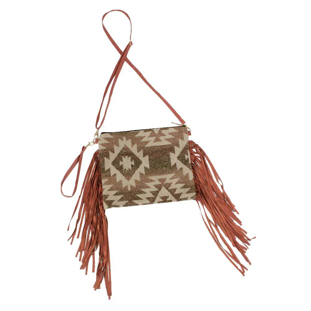Western Pattern Tassel Crossbody Clutch Bag - Image 4