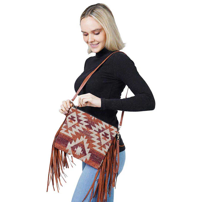 Western Pattern Tassel Crossbody Clutch Bag - Image 7