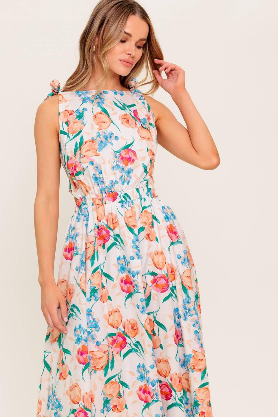 Whispering Flora Woven Midi Dress - Image 6
