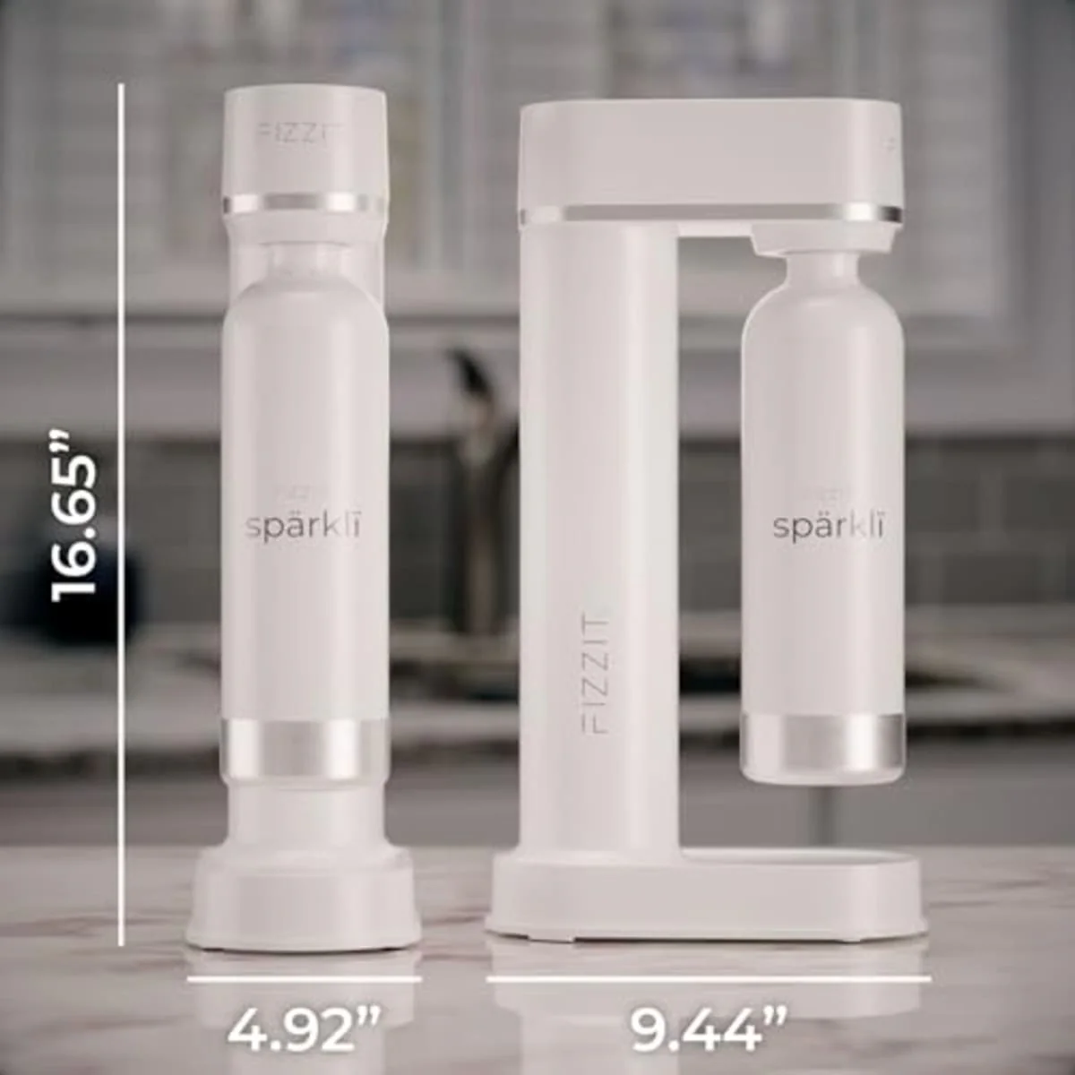 White Fizzit Stainless Steel Sparkling Water Maker Bundle | Includes Soda Maker, CO2 Cylinder, & 12-Flavor Variety Pack | Customizable Carbonated Water Machine, Reusable Bottle & Eco-Friendly - Image 5
