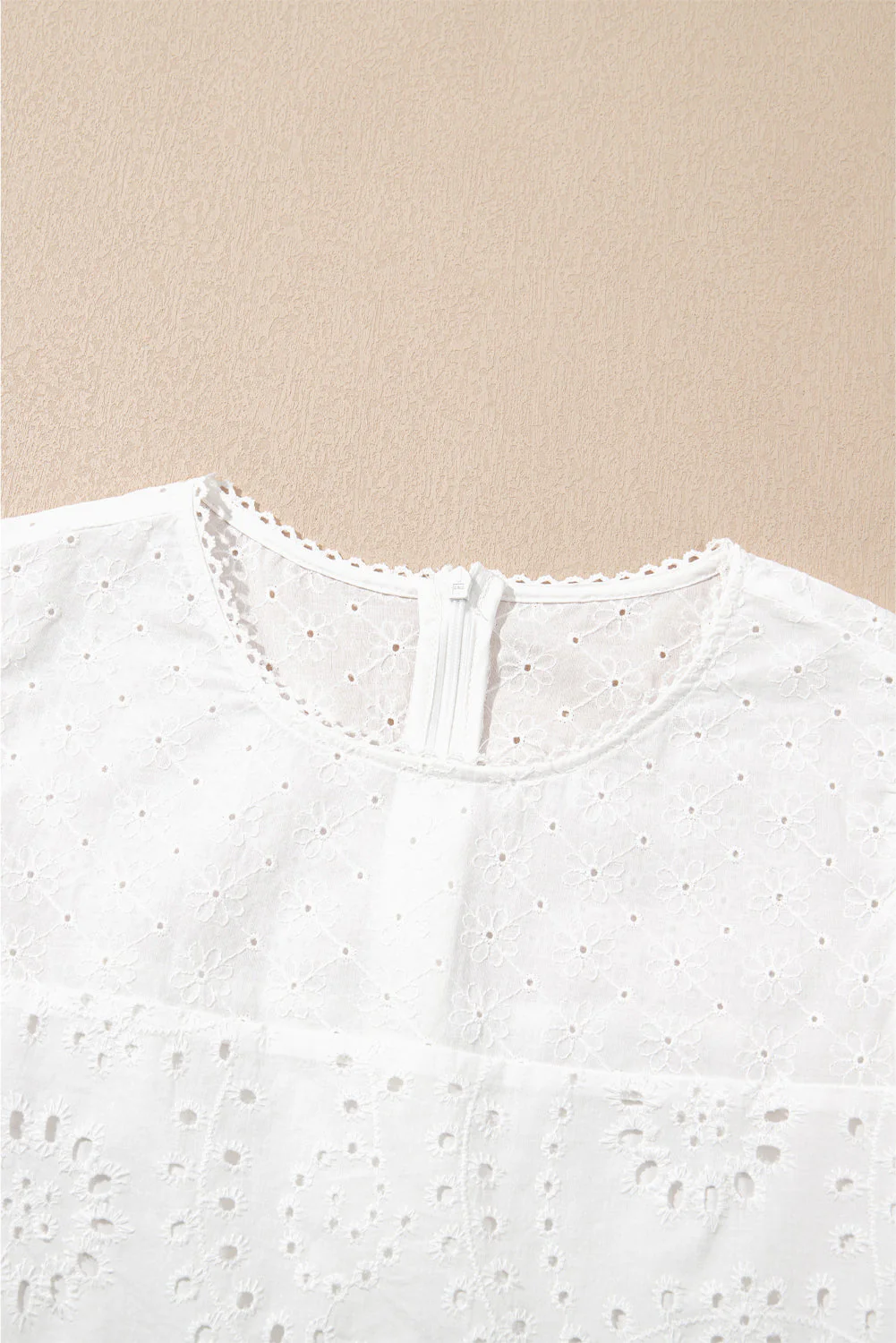 White Floral Eyelet Embroidered Sleeveless Shift Dress - Image 6