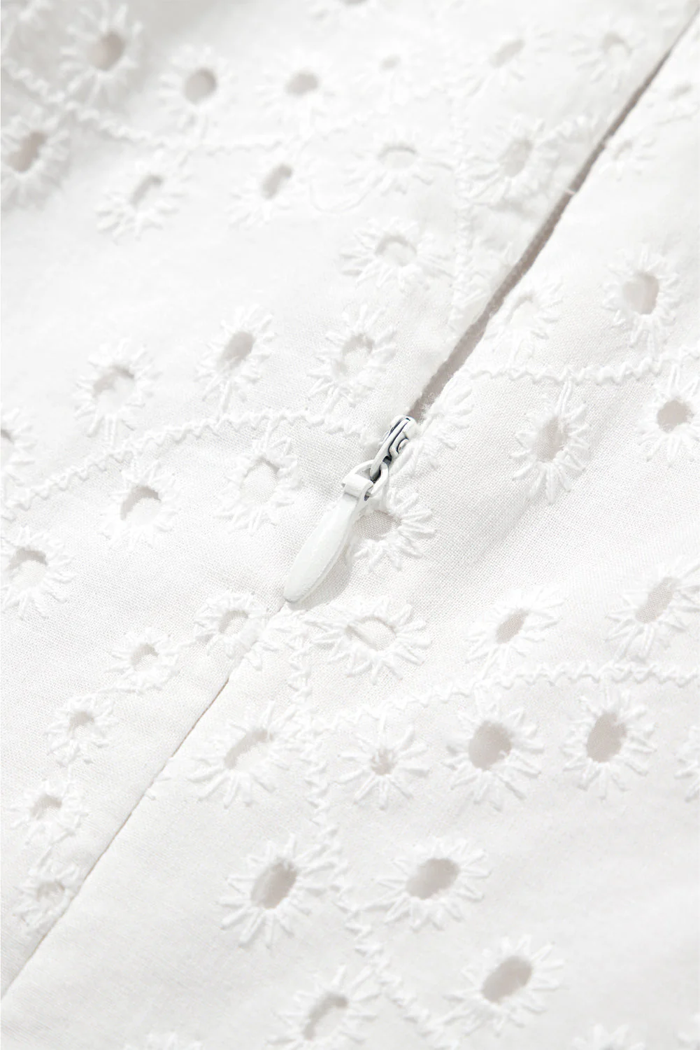 White Floral Eyelet Embroidered Sleeveless Shift Dress - Image 7