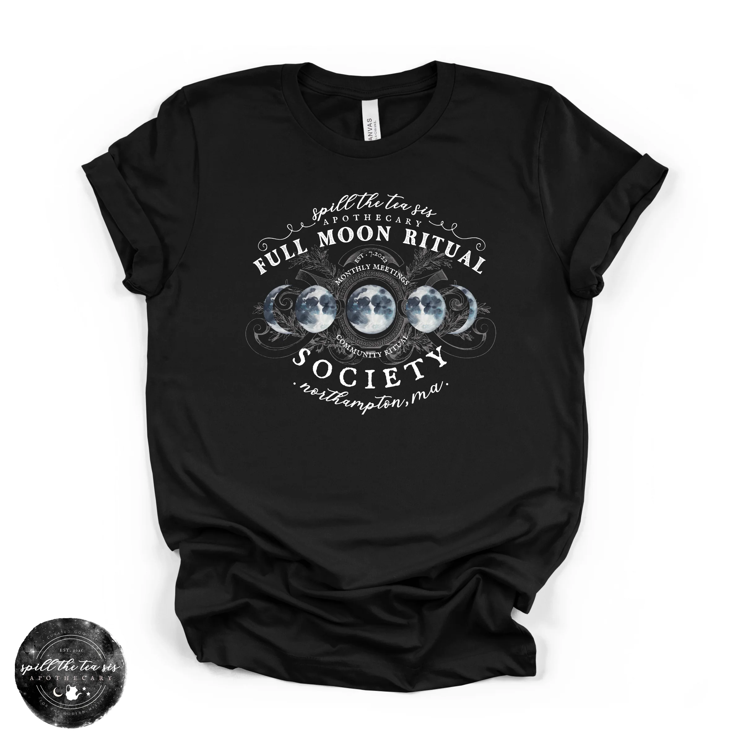 White Full Moon Ritual Tee | Celestial Graphic T-Shirt - Image 2