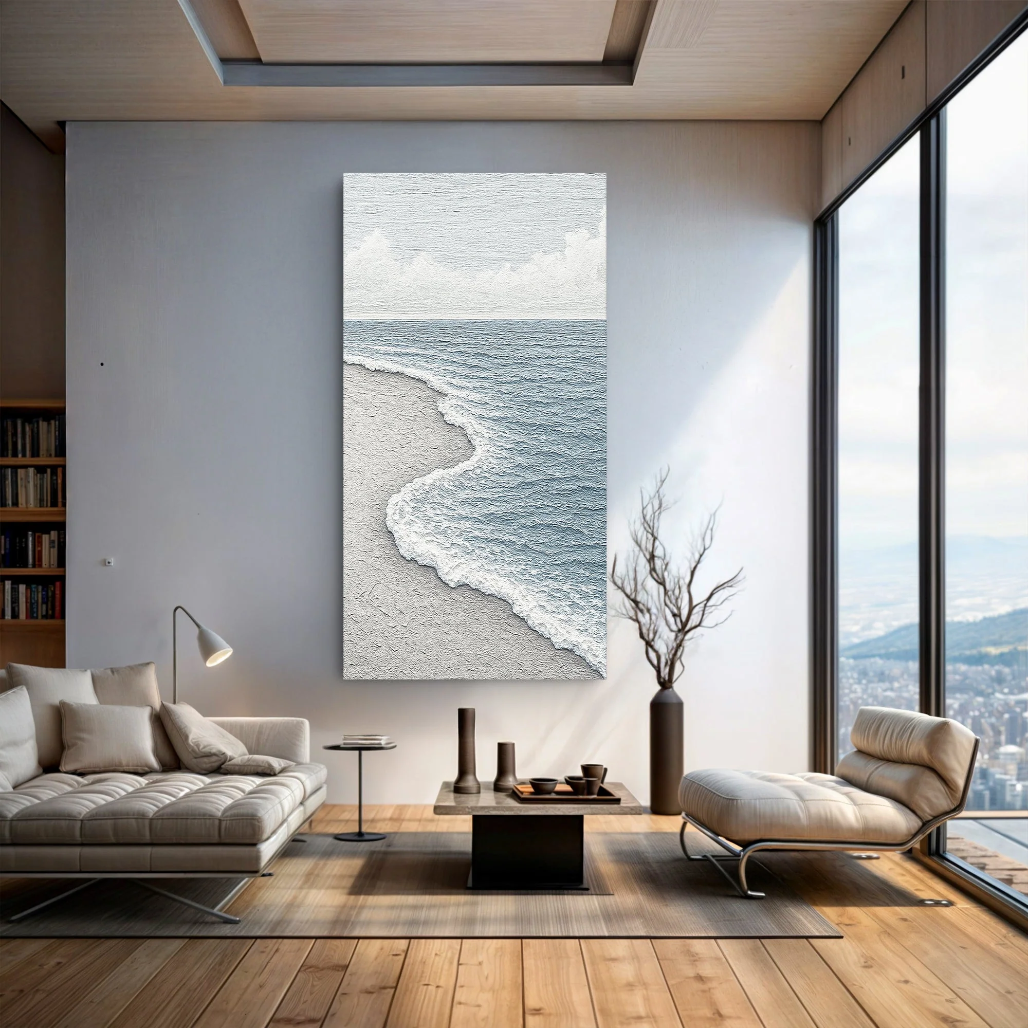 White Waves Abstract Wall Art - Image 3