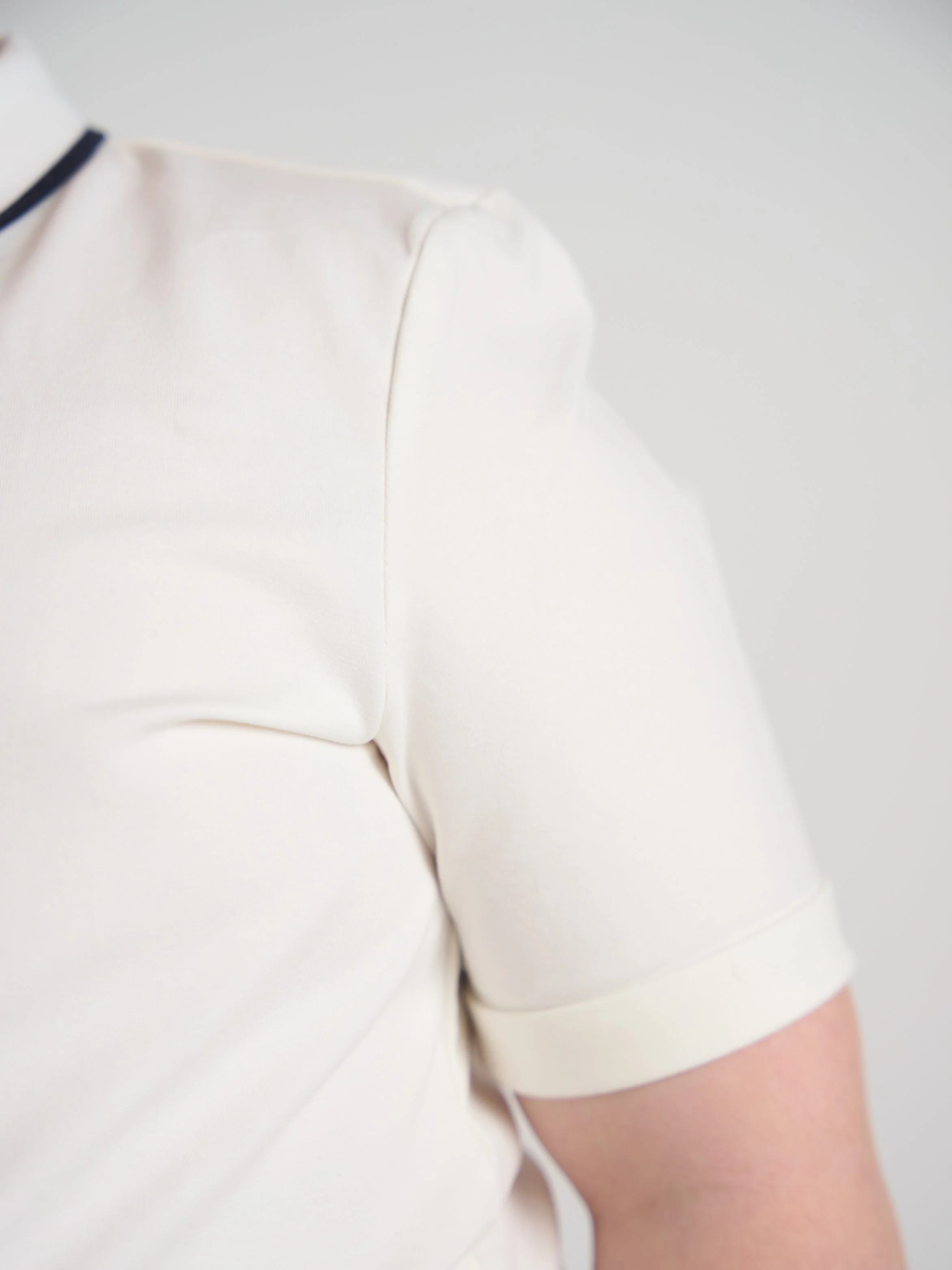 White With Navy Trim Collar Top - Image 6