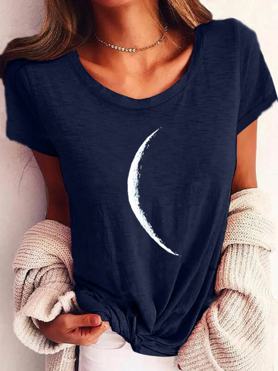 Wide Collar Printed T-Shirt – Casual Short Sleeve Top for Women - Image 10