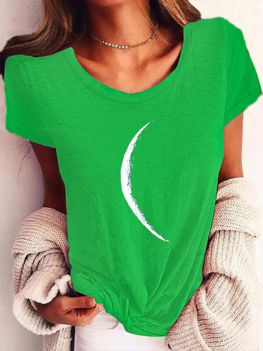 Wide Collar Printed T-Shirt – Casual Short Sleeve Top for Women - Image 4