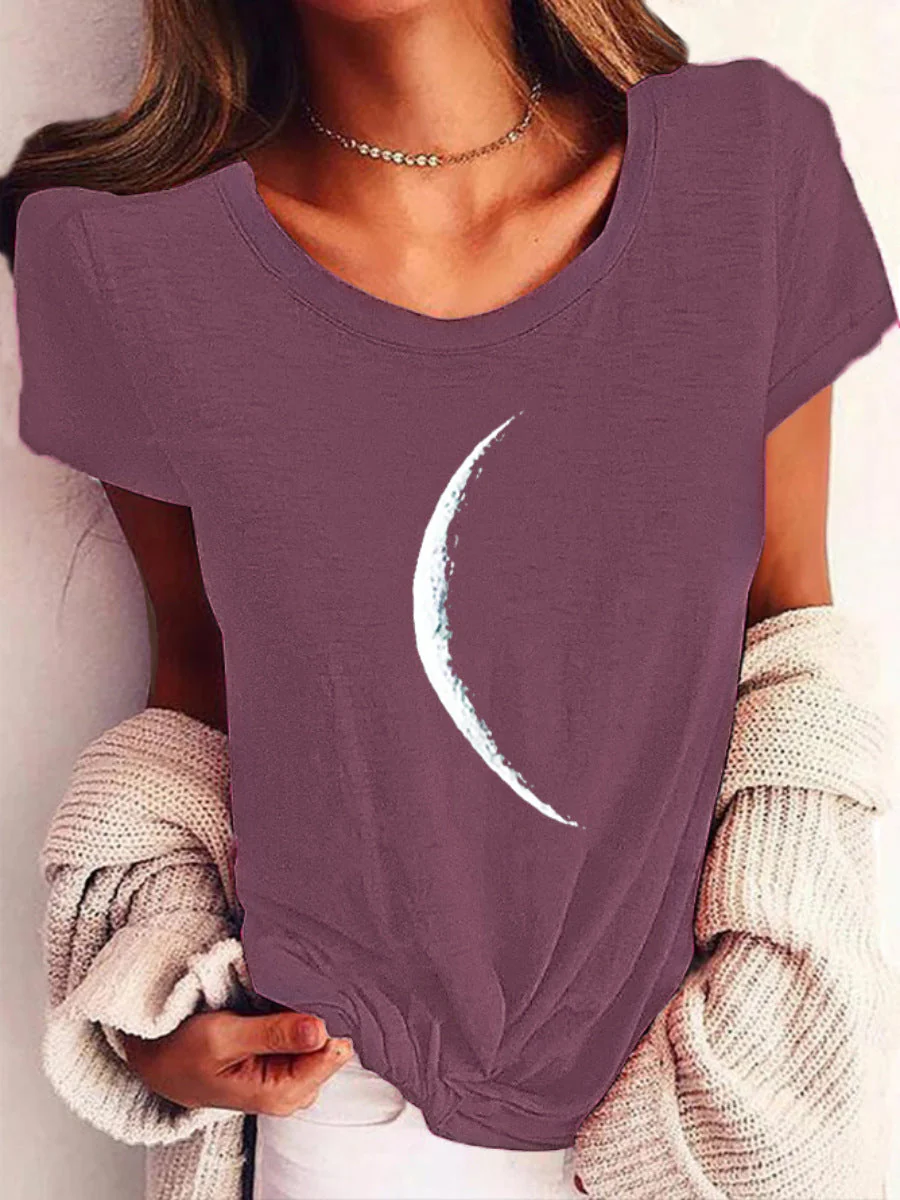 Wide Collar Printed T-Shirt – Casual Short Sleeve Top for Women - Image 7