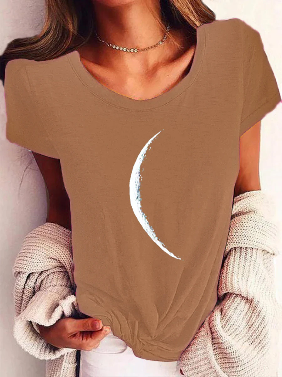 Wide Collar Printed T-Shirt – Casual Short Sleeve Top for Women - Image 8