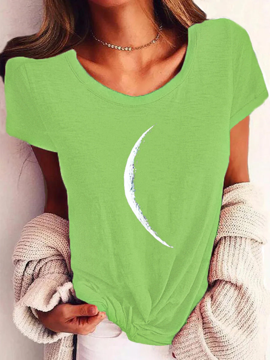 Wide Collar Printed T-Shirt – Casual Short Sleeve Top for Women - Image 9