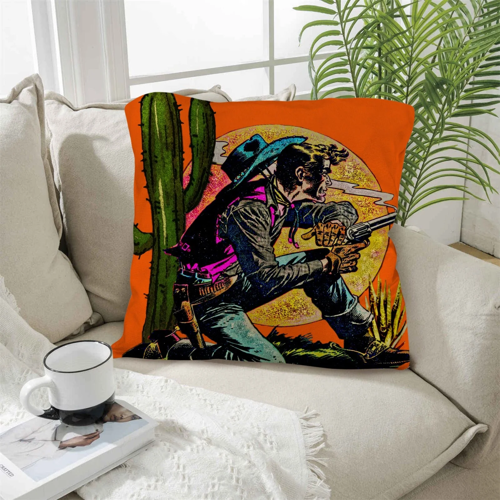 Wild West Cowboy Throw Pillow Case Made in America - Image 2