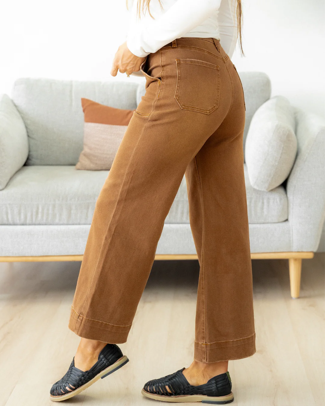 Willow Cropped High Rise Wide Leg Jeans - Breen - Image 2