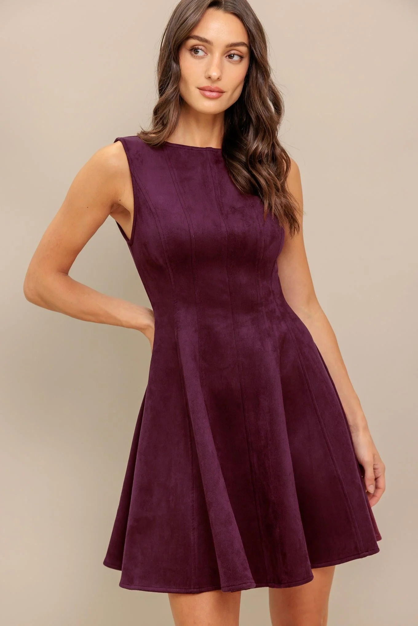 Wine in the Sun Faux Suede Mini Dress - Image 7