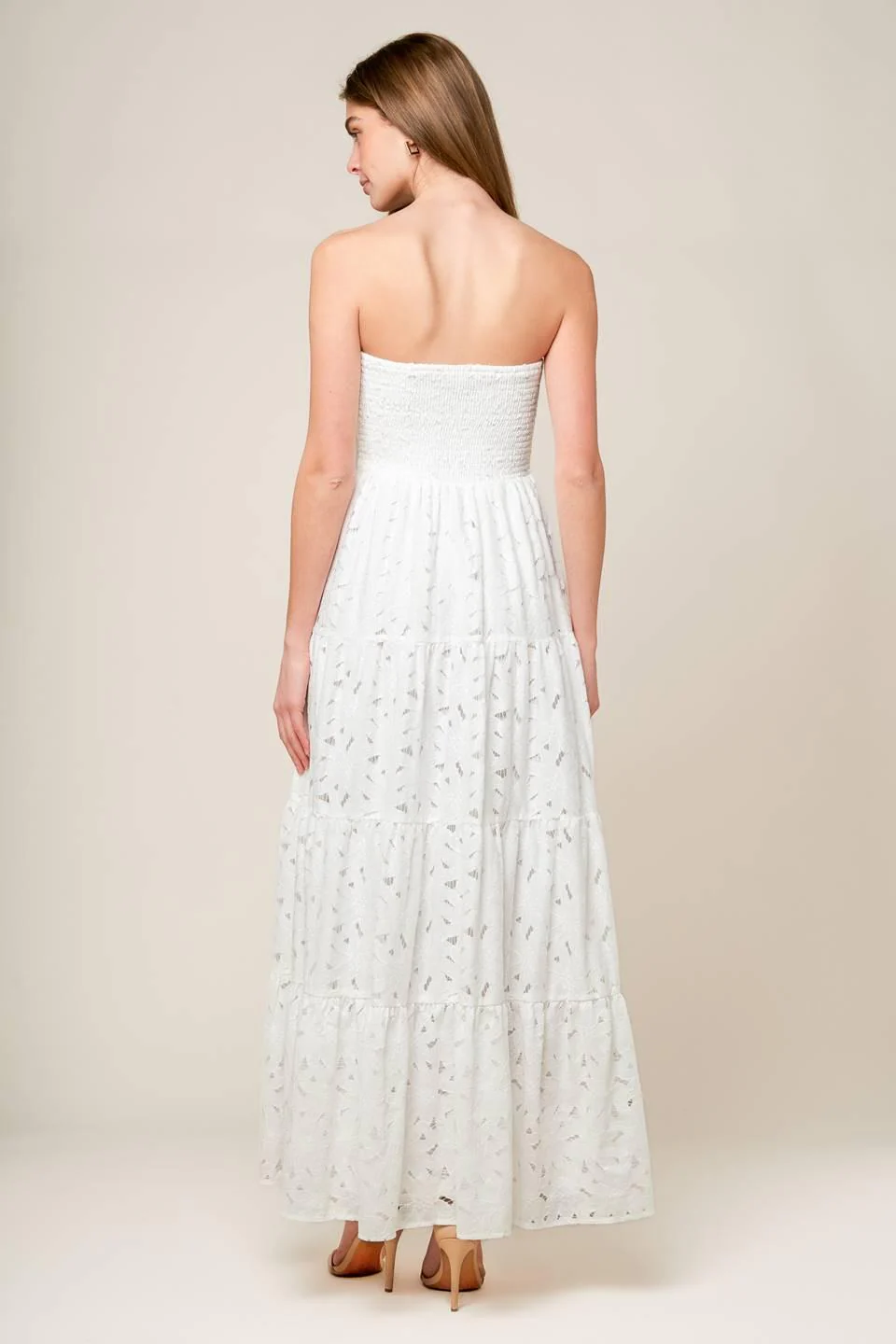 Wishing Well White Woven Lace Maxi Dress - Image 2