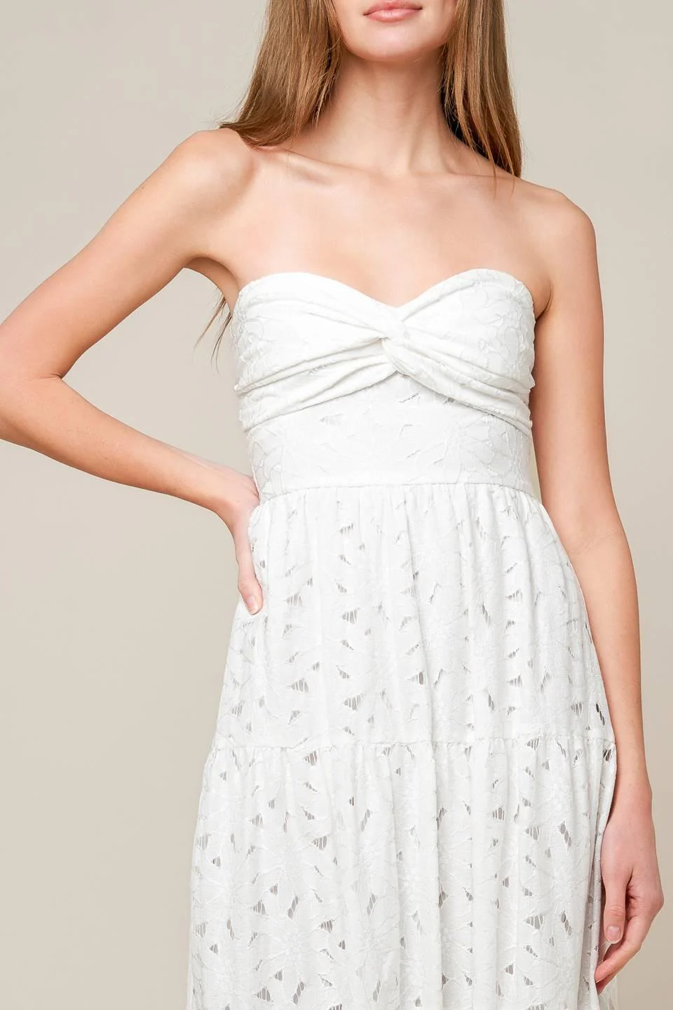 Wishing Well White Woven Lace Maxi Dress - Image 3
