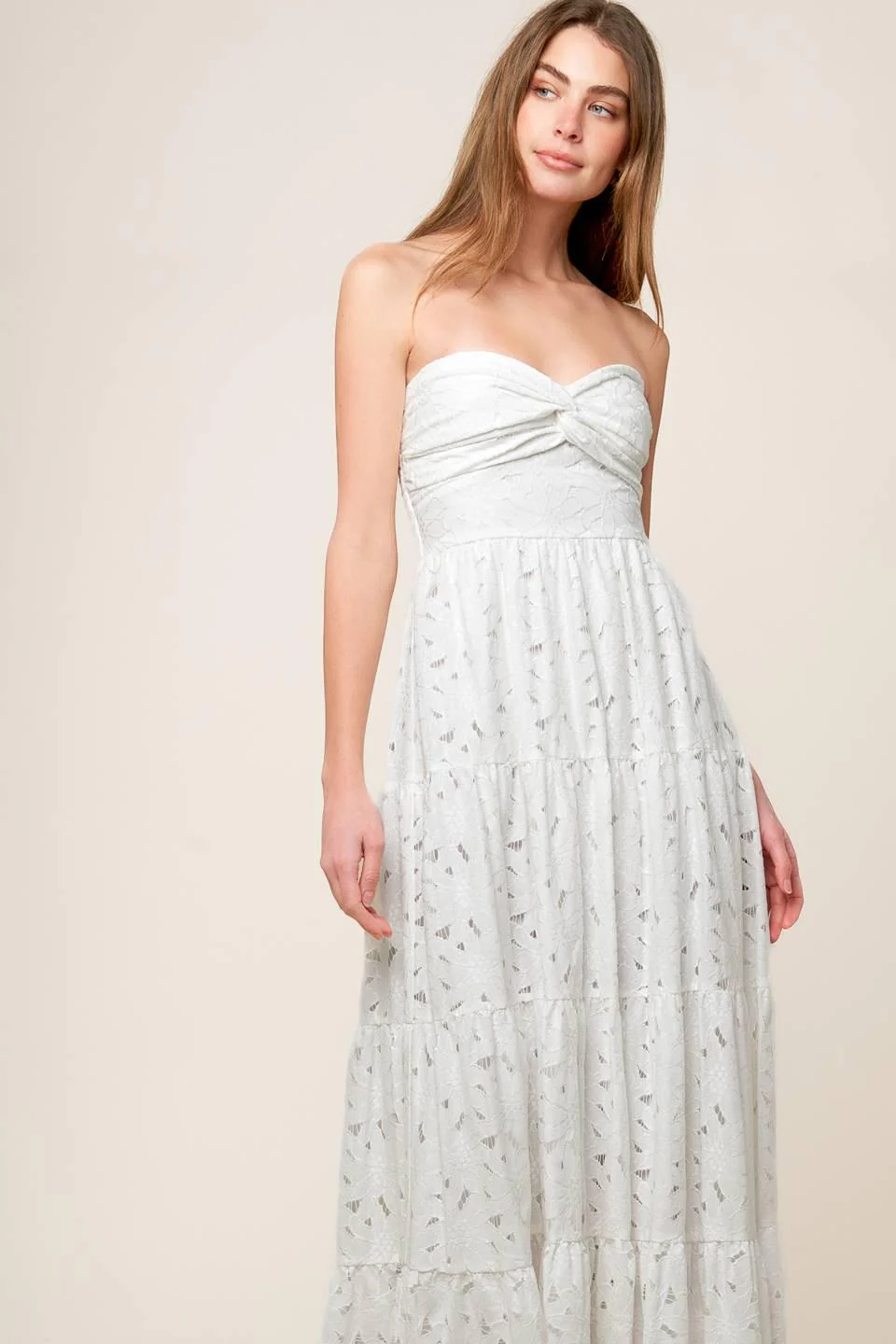 Wishing Well White Woven Lace Maxi Dress - Image 4