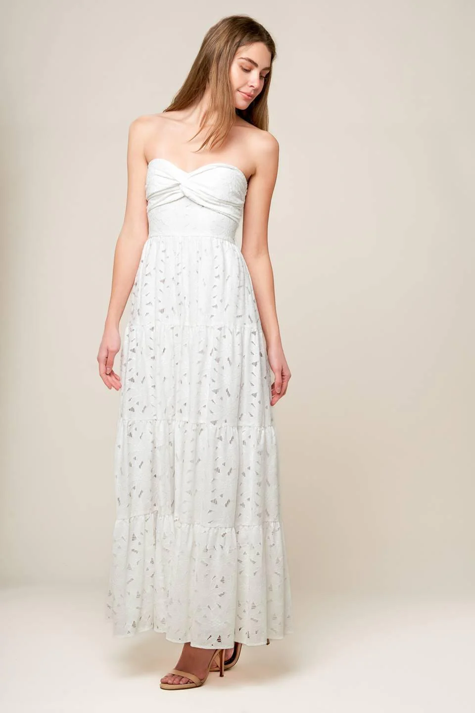 Wishing Well White Woven Lace Maxi Dress - Image 6