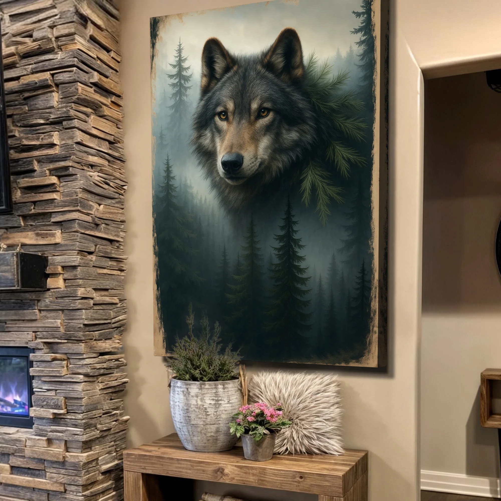 Wolf Double Exposure Wall Art V - Image 2