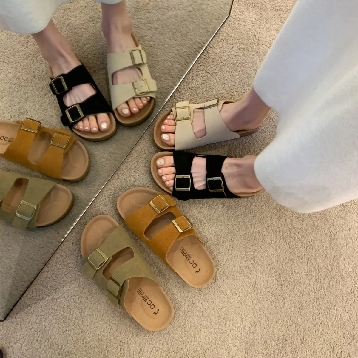 Women’s Adjustable Double Buckle Cork Footbed Sandals - Image 11