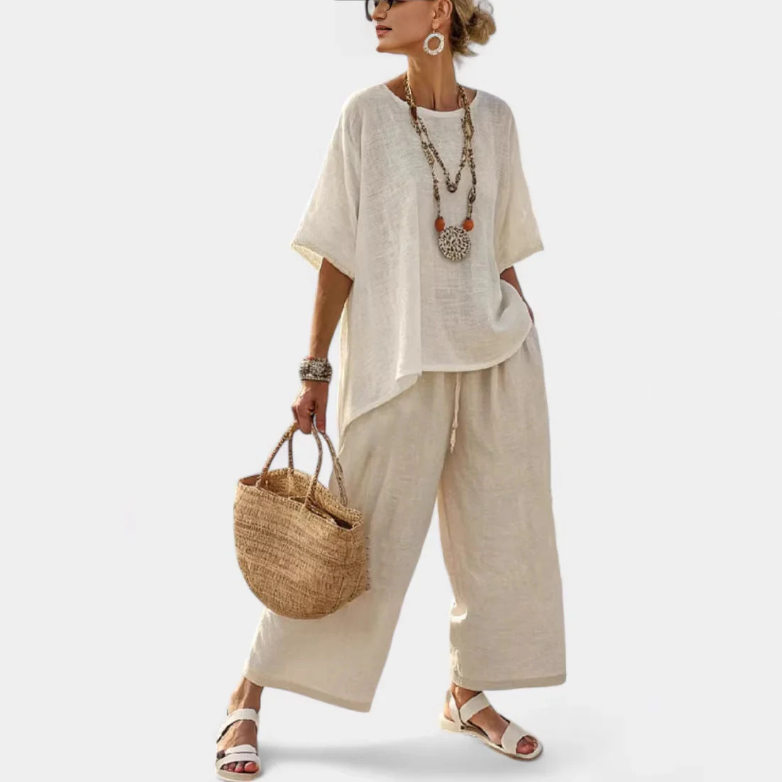 Women’s Beach Vacation Two Piece Set – Loose Summer Outfit - Image 3