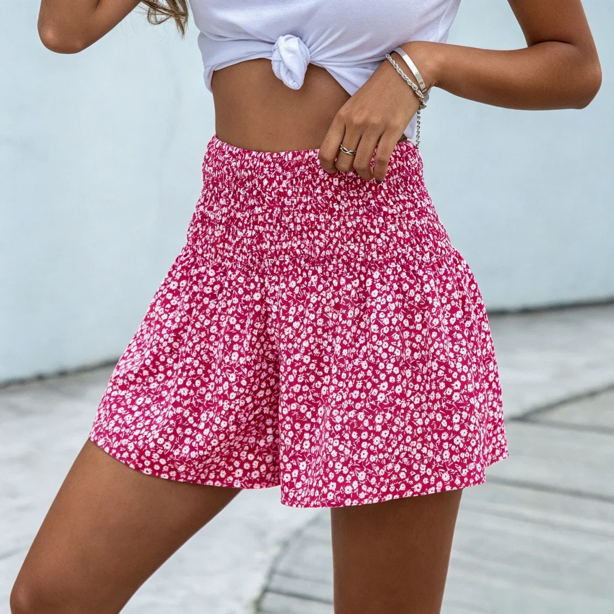 Women’s Bohemian Ditsy Floral Printed Shorts - Image 7