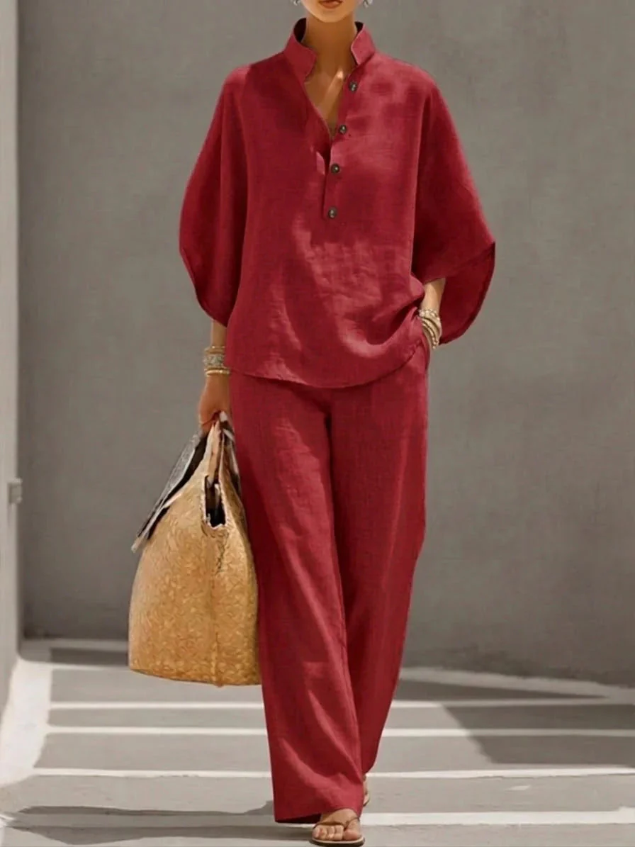 Women’s Casual Shirt and Full-Length Pants Set - Image 10