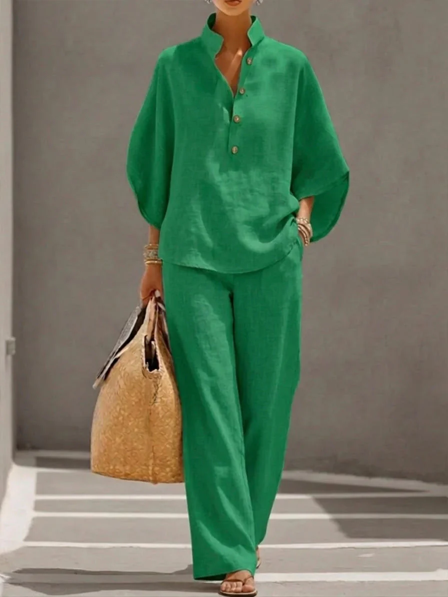Women’s Casual Shirt and Full-Length Pants Set - Image 7