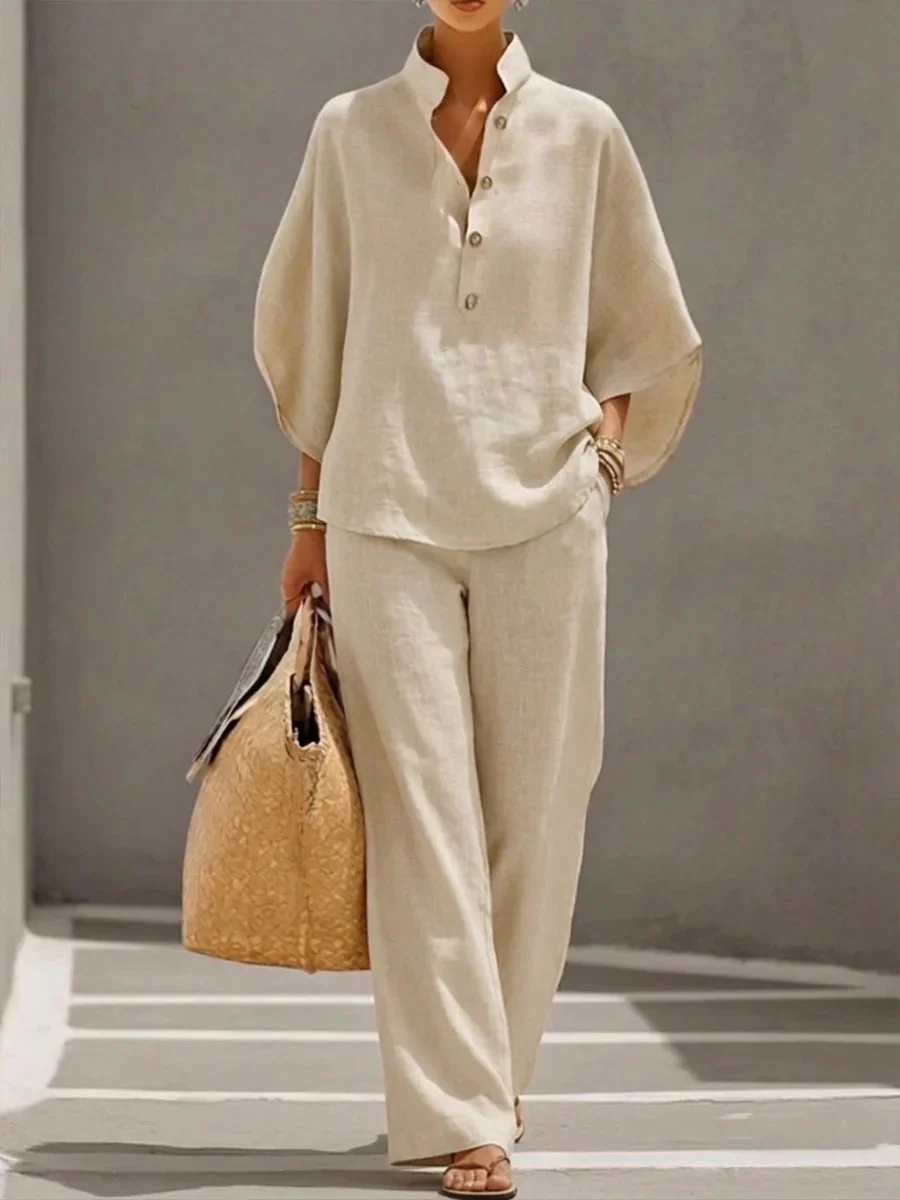 Women’s Casual Shirt and Full-Length Pants Set - Image 8