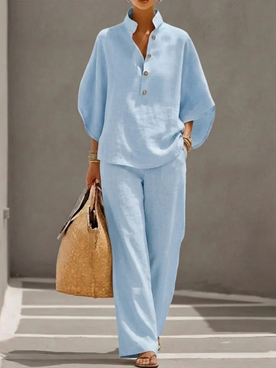 Women’s Casual Shirt and Full-Length Pants Set - Image 9