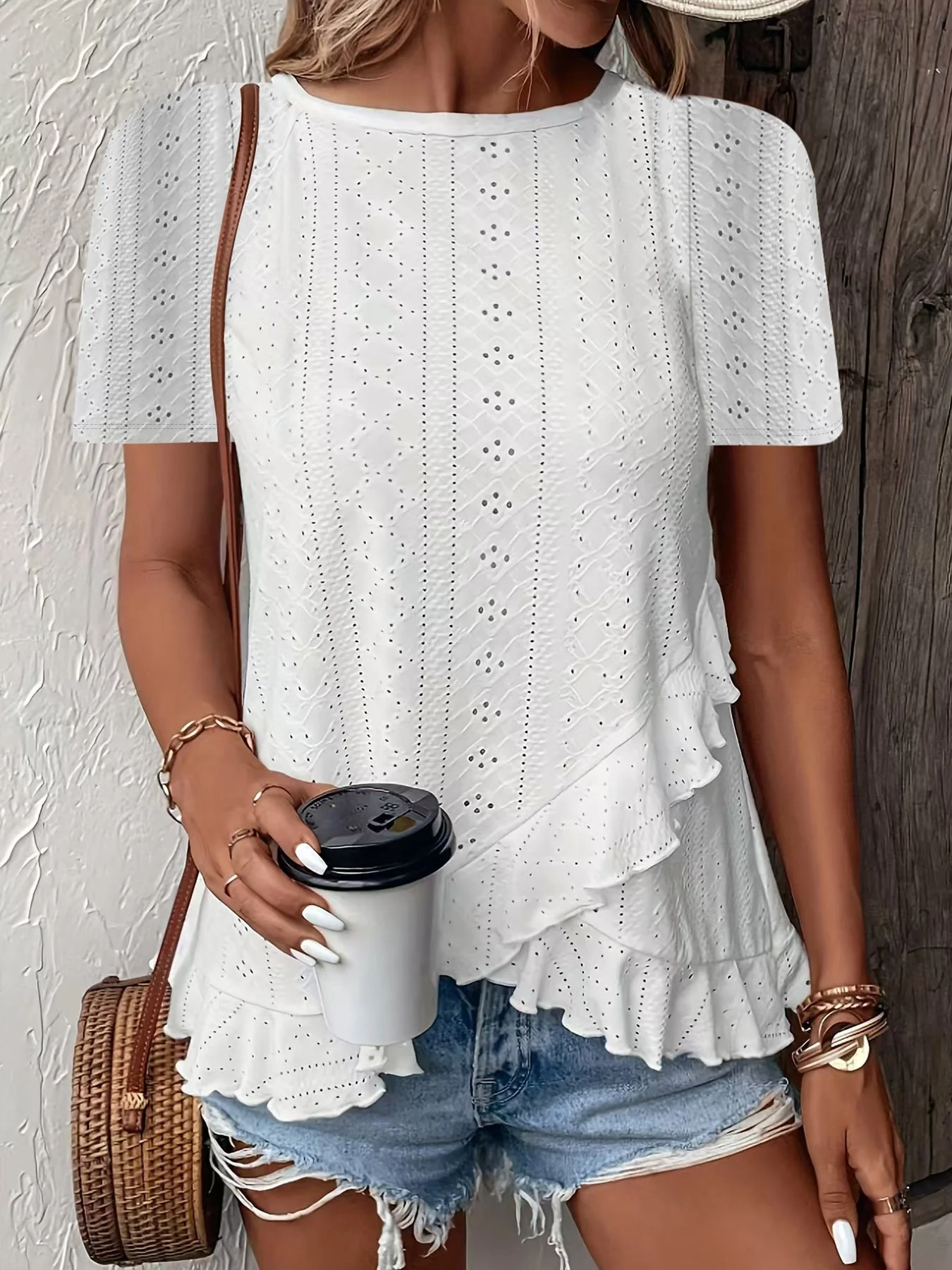 Women’s Casual Solid Color Short Sleeve Crew Neck Top - Image 12