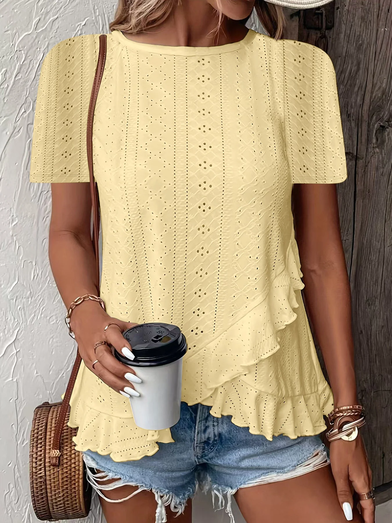 Women’s Casual Solid Color Short Sleeve Crew Neck Top - Image 15