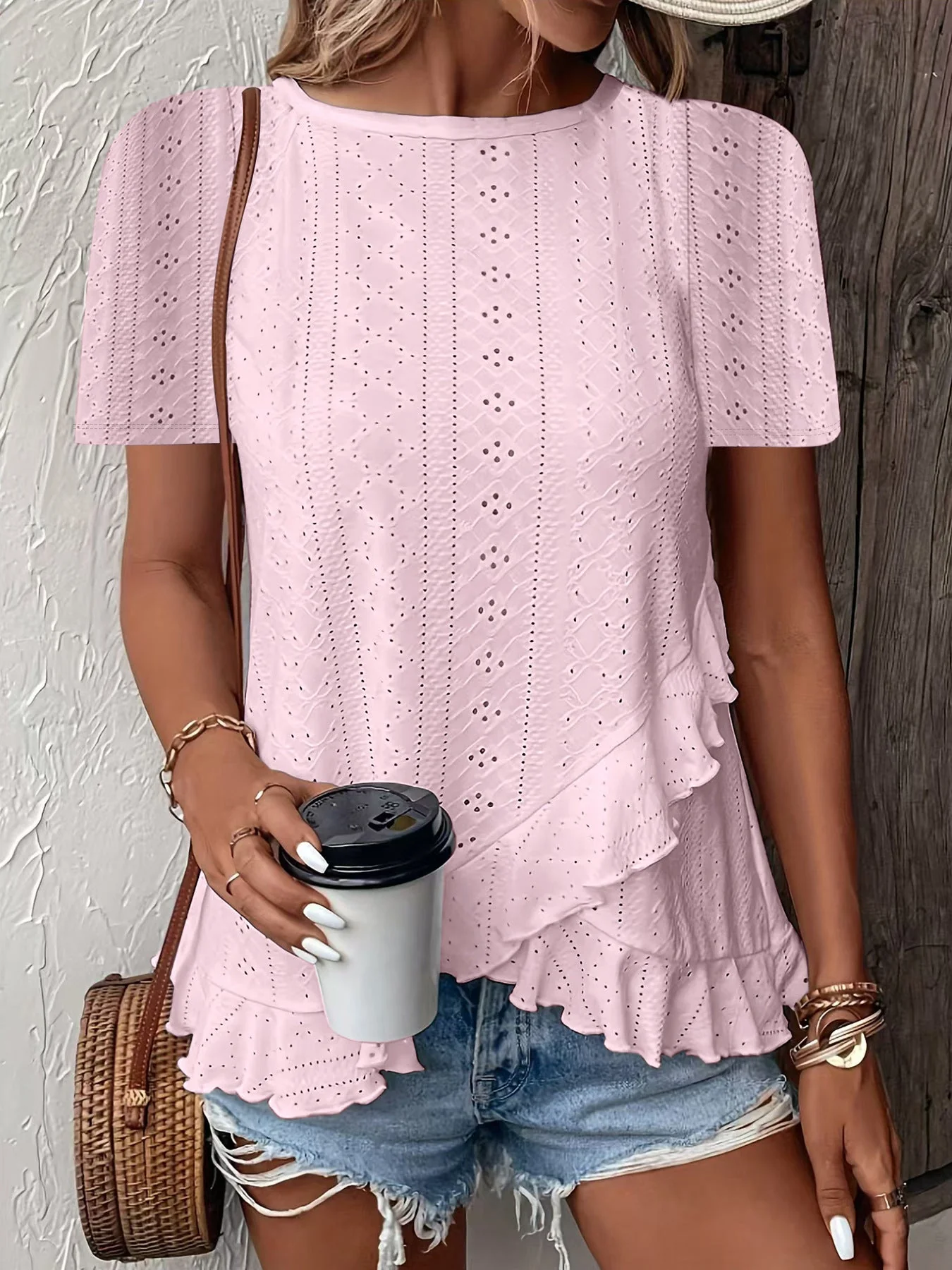 Women’s Casual Solid Color Short Sleeve Crew Neck Top - Image 9