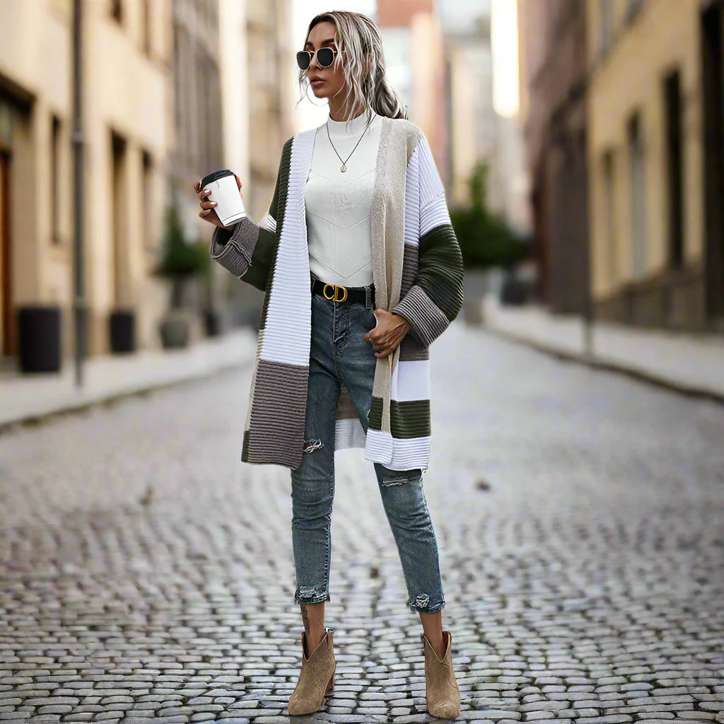 Women’s Color Matching Knit Cardigan - Image 5