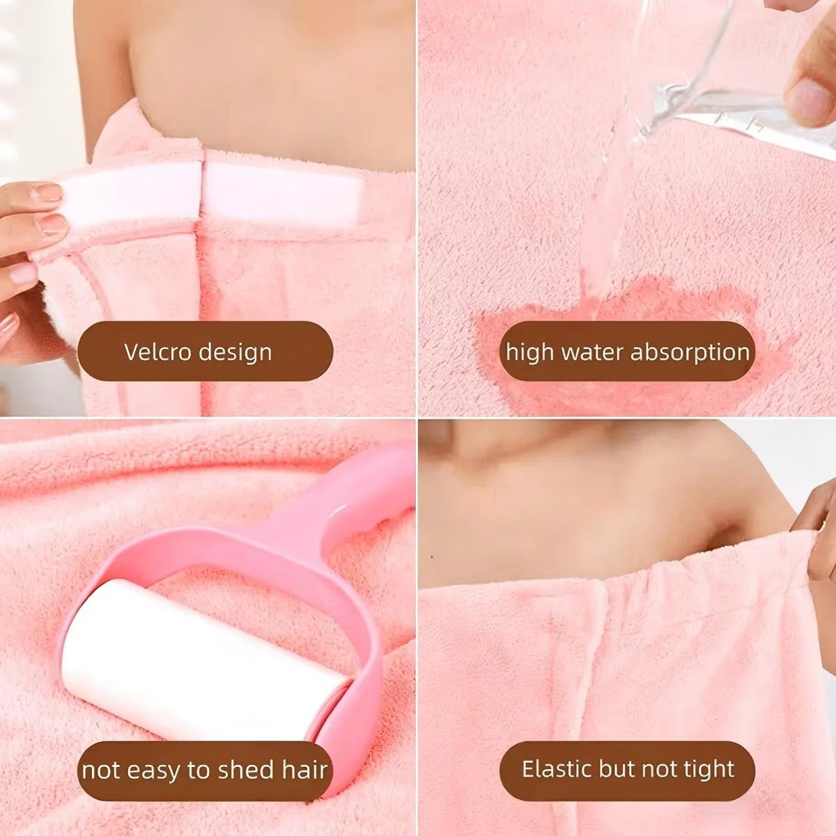 Women’s Coral Fleece Wearable Bath Towel Wrap - Image 6