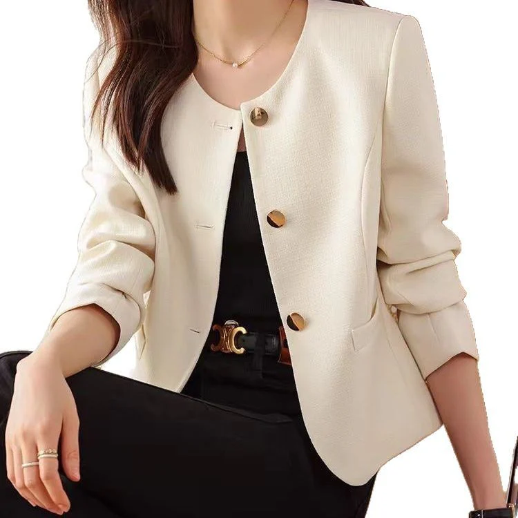 Women’s Cropped Crew Neck Jacket – Casual Lightweight Outerwear - Image 4