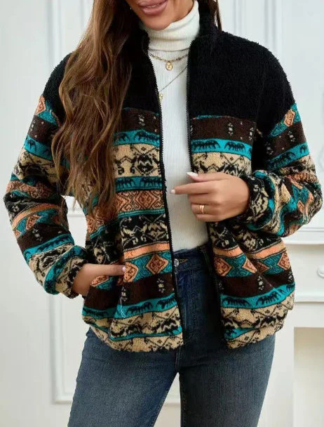 Women’s Double-Sided Plush Zip-Up Cardigan – Stand Collar Winter Jacket - Image 3