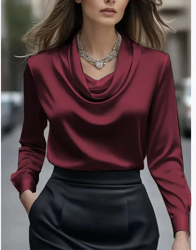 Women’s Elegant Boat Neck Long Sleeve Minimalist Top - Image 10