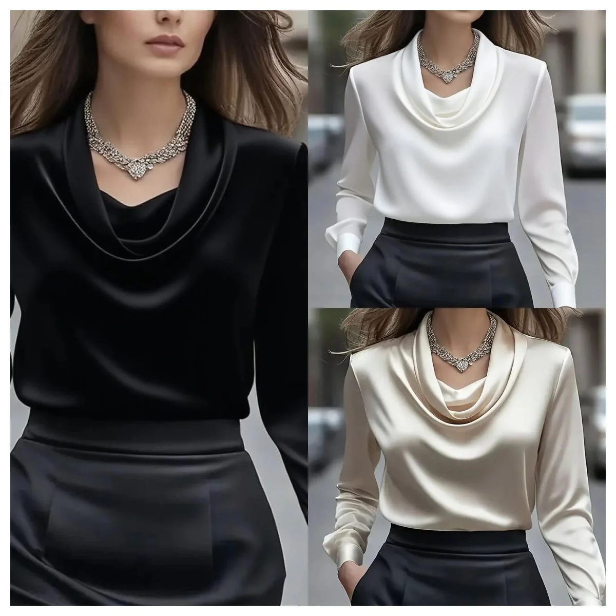 Women’s Elegant Boat Neck Long Sleeve Minimalist Top - Image 5