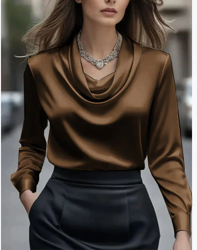 Women’s Elegant Boat Neck Long Sleeve Minimalist Top - Image 8