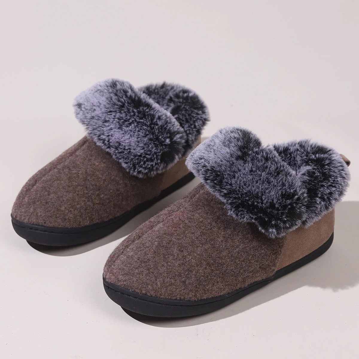 Women’s Felt-Fur Collar Indoor Winter Shoes | Cozy Slip-Ons - Image 6